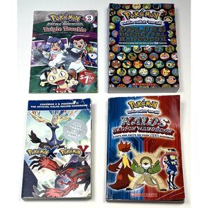 Lot 4 Pokemon Books Triple Trouble, Kalos Region Guidebook, Deluxe Handbook READ